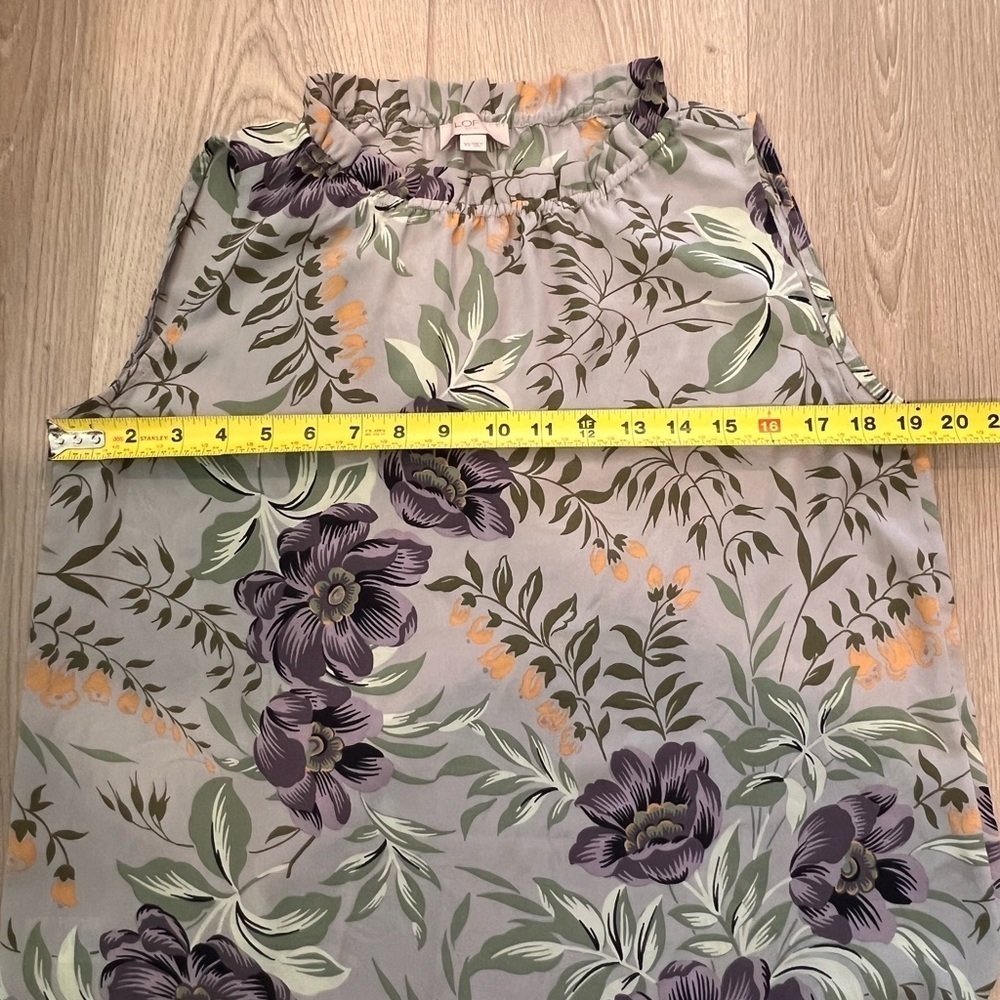 LOFT Green and Purple Floral Blouse - Picture 6 of 6